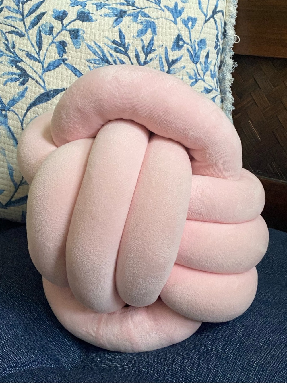 Plush Knot Accent Throw Pillow - Light Pink